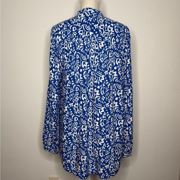Pendleton Floral Blue and White Long Sleeve Shirt Size M - Picture 3 of 6